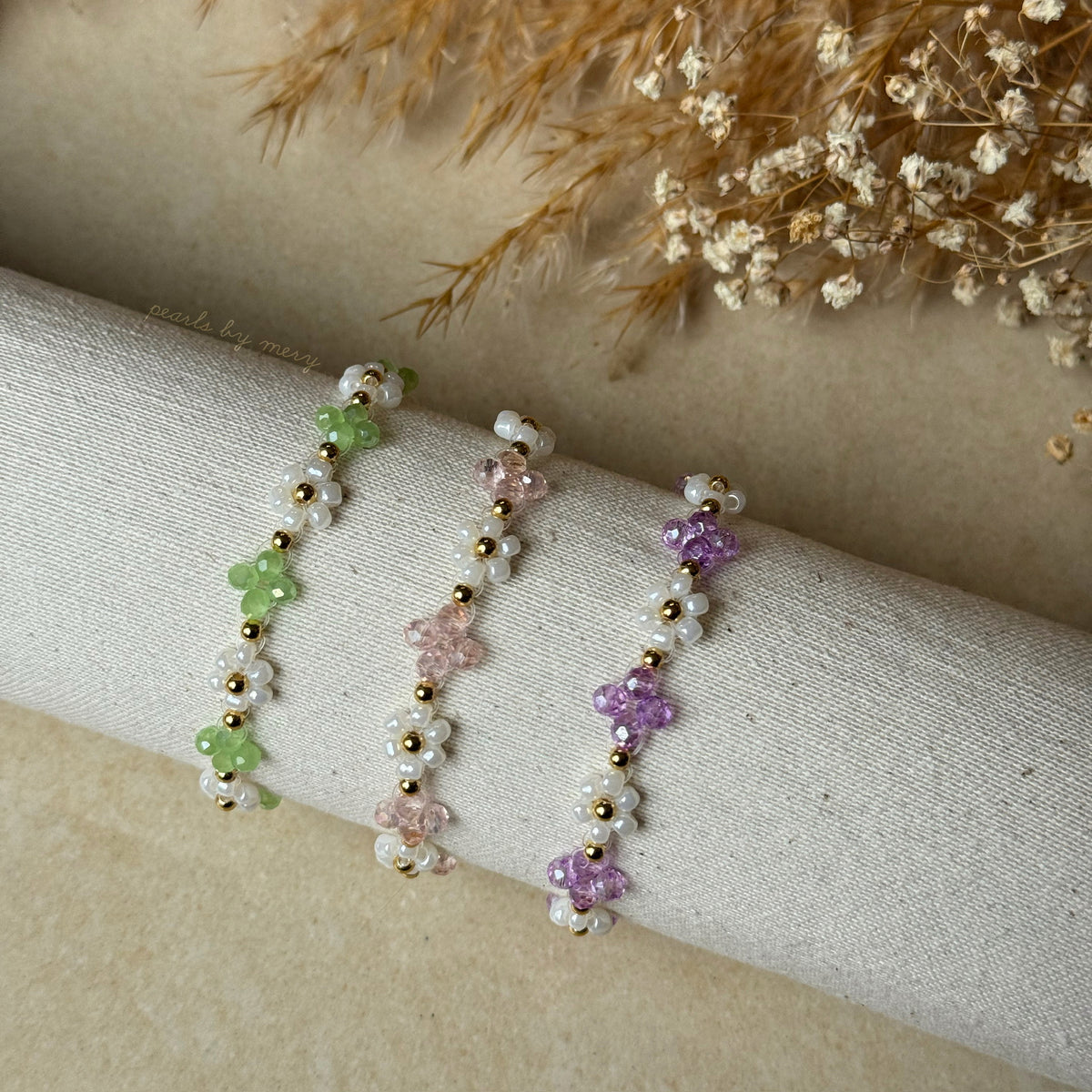 Gänseblümchen Armband mit Kleeblättern 🍀🌼