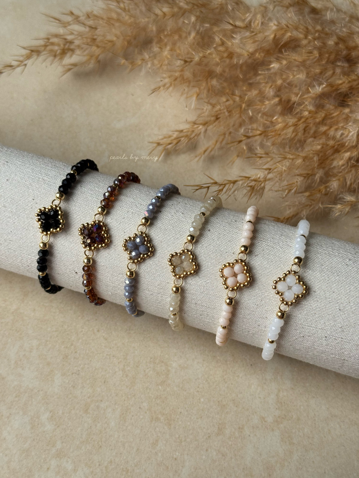 Kleeblatt kristallperlen armband 🍀