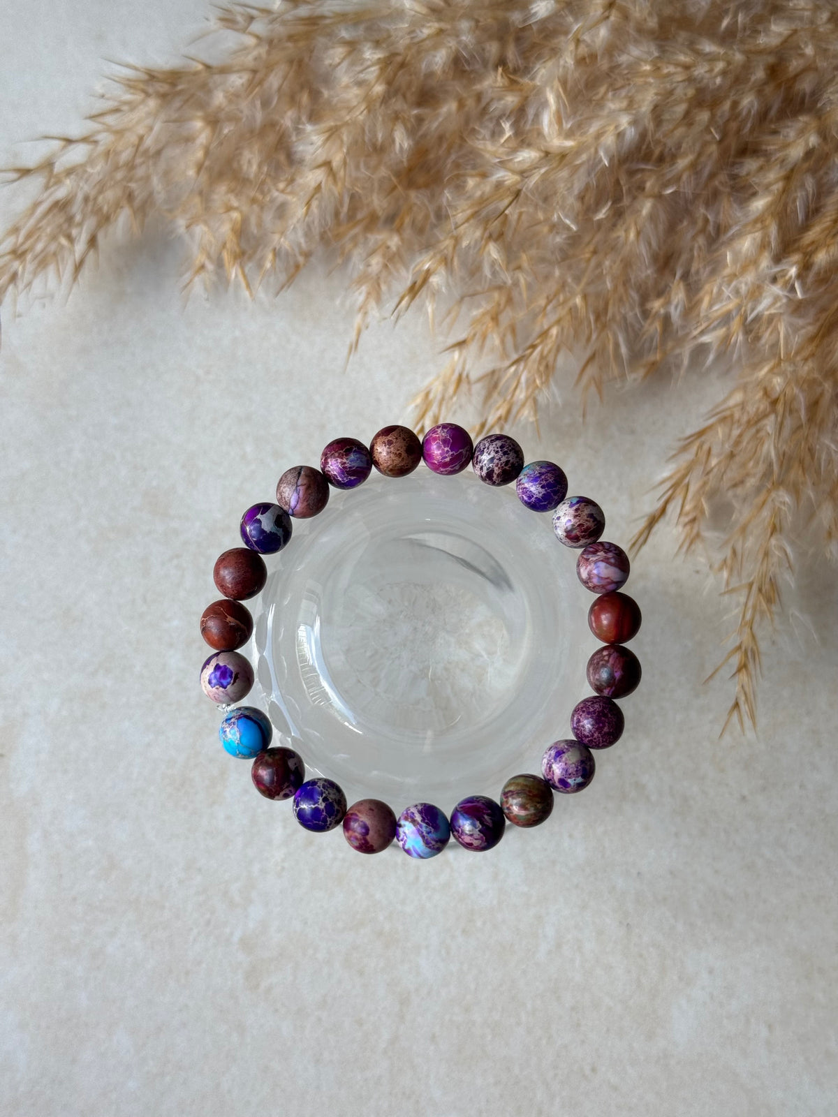 Bunt violett blau Jaspis Naturstein Perlenarmband 💜💙