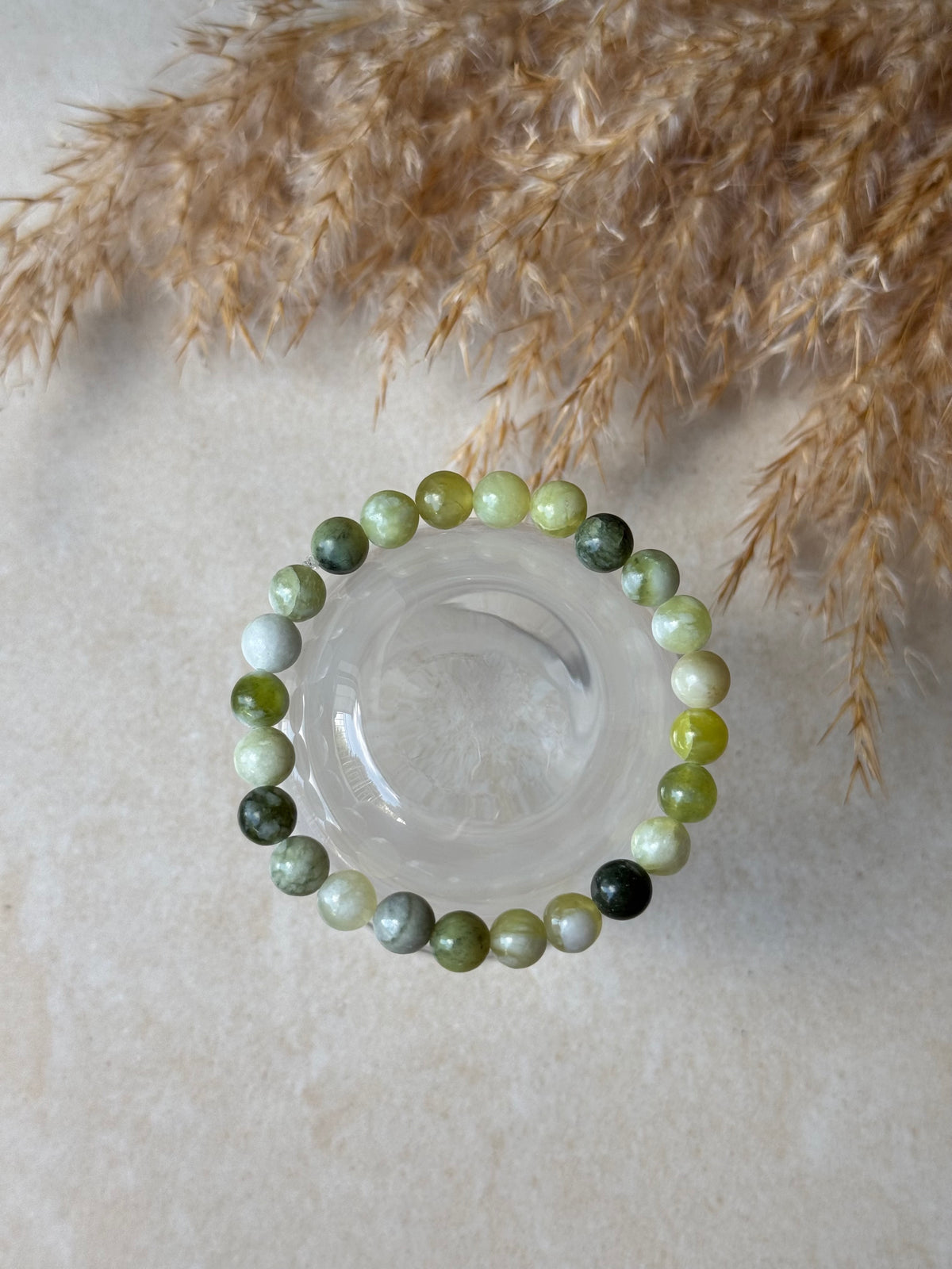 grün Jade Naturstein Perlenarmband ☘️