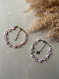 Rosa Gänseblümchen Armband mit rosa Kleeblättern 💞