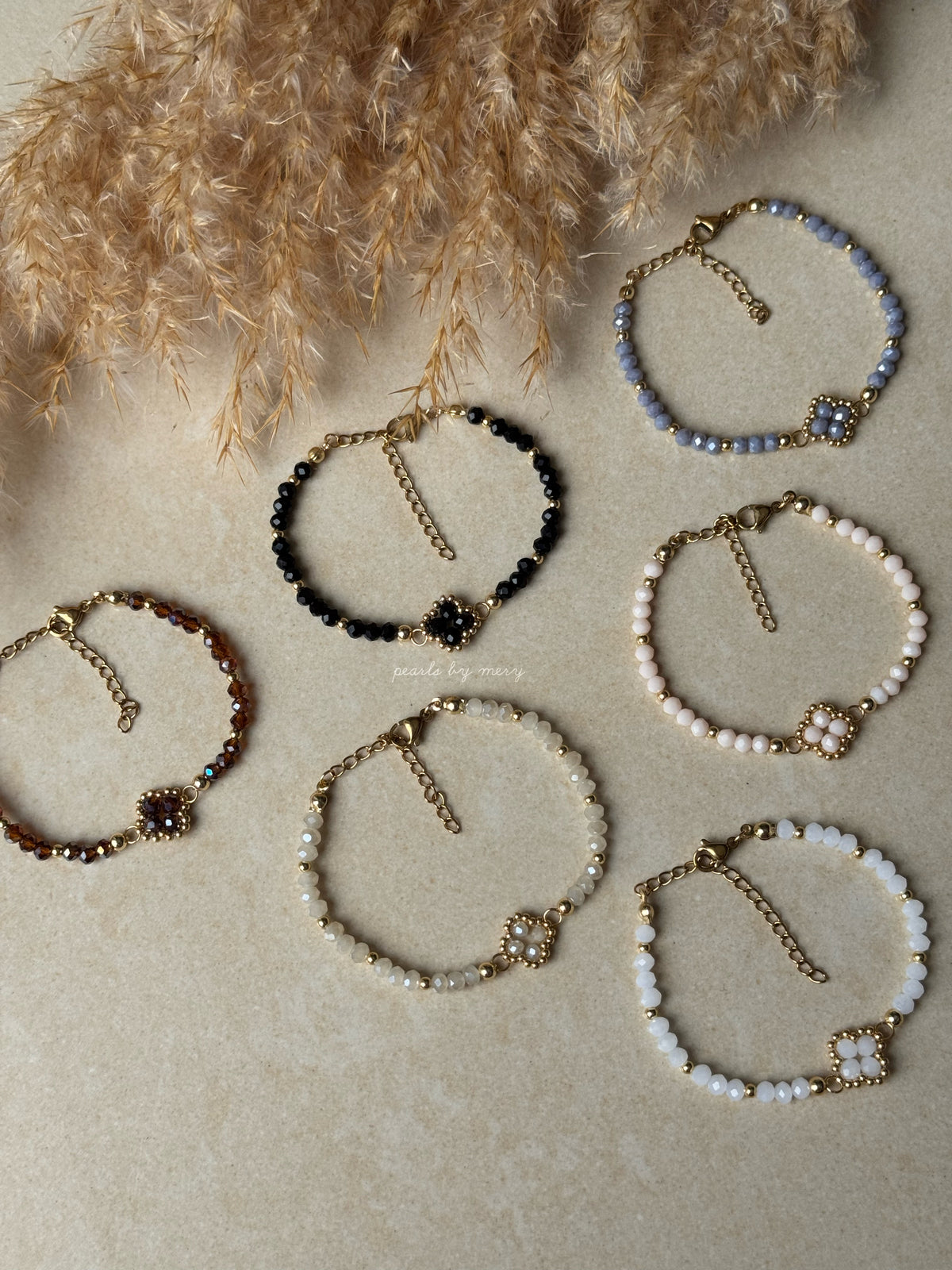 Kleeblatt kristallperlen armband 🍀