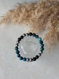 Naturstein Perlenarmband aus Tigerauge, Hämatit und Achat